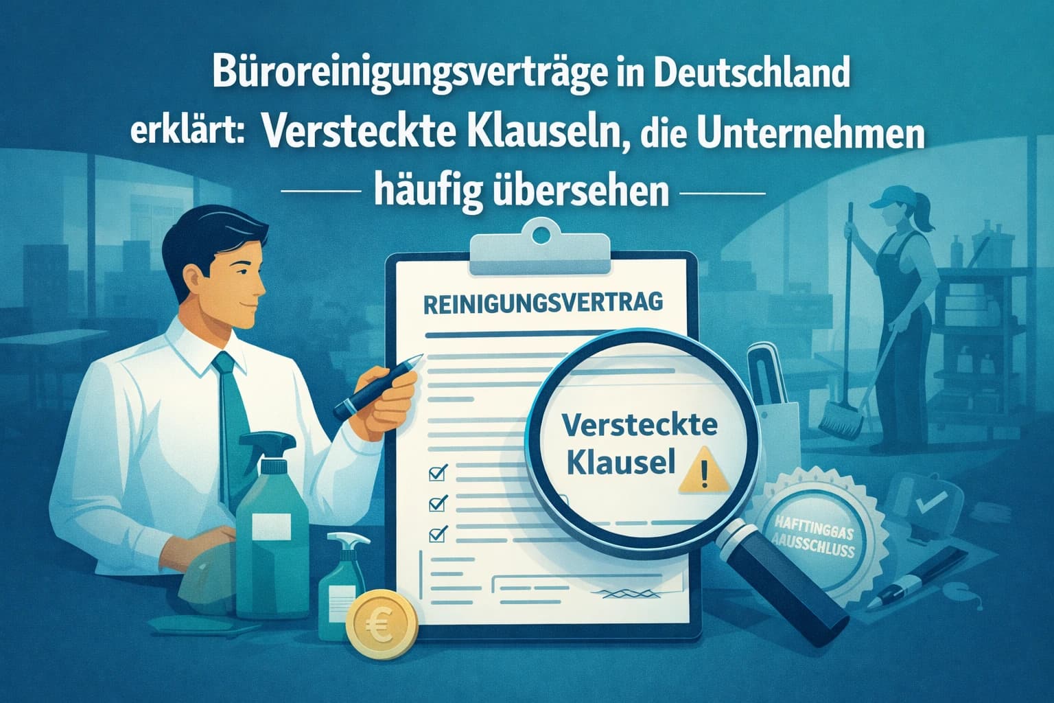 Büroreinigungsverträge in Deutschland erklärt: Versteckte Klauseln, die Unternehmen häufig übersehen